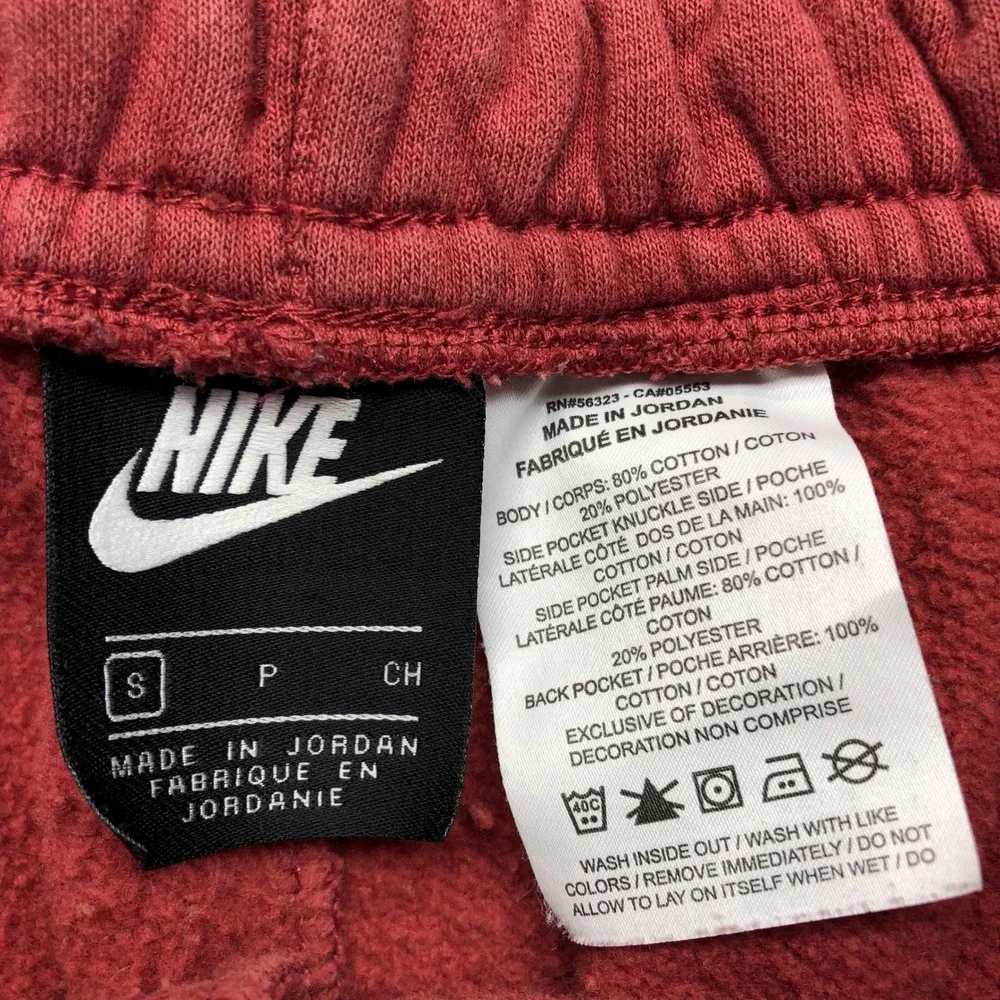 Nike Mens Fleece Shorts Red Big Swoosh Logo Drawstring Pockets Small